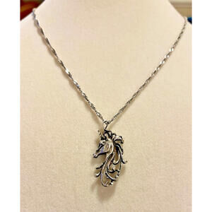 Vintage Italy Unicorn Pendant Necklace 925 Sterling Silver 20" Chain
